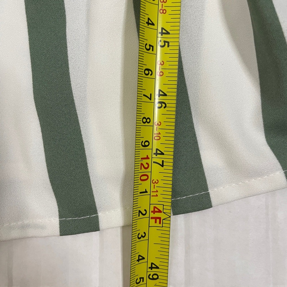 ASOS Midi Dress Womens 12 Green White Striped Button Front Vacation Picnic - Picture 8 of 9
